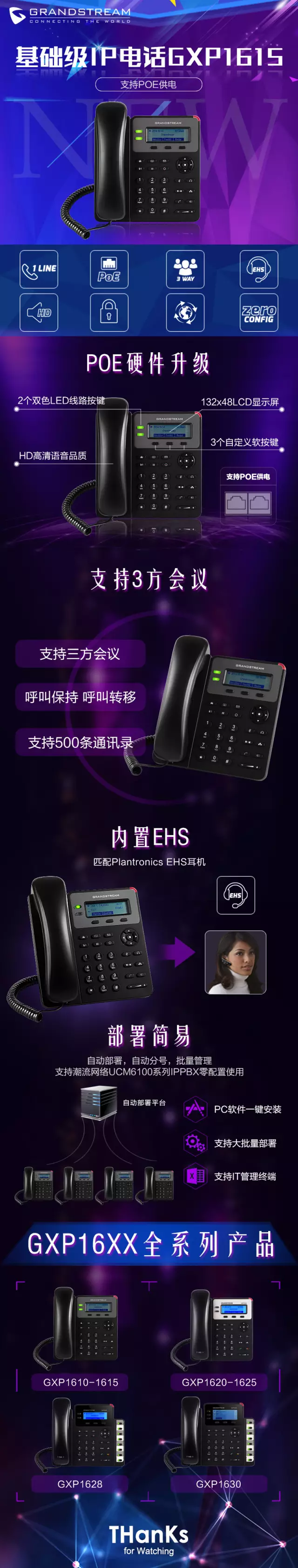 潮流网络基础级IP电话GXP1615新品发布
